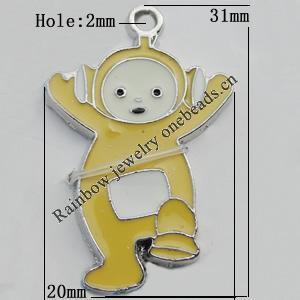 Pendant Zinc Alloy Enamel Jewelry Findings Lead-free, 31x20mm Hole:2mm Sold by Bag