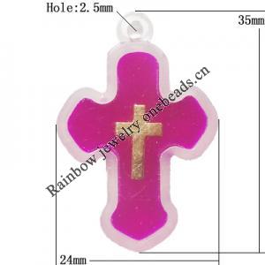 Resin Pendent, Cross 35x24mm Hole:2.5mm, Sold by Bag