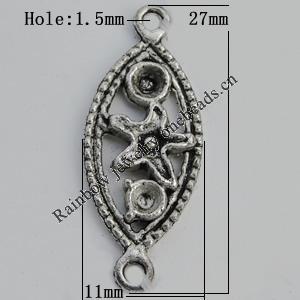 Connector Zinc Alloy Jewelry Findings Lead-free, 27x11mm, Hole:1.5mm Sold by Bag