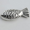Bead Zinc Alloy Jewelry Findings Lead-free, Fish 22x9mm, Hole:1.5mm Sold by Bag