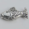 Bead Zinc Alloy Jewelry Findings Lead-free, Fish 22x11mm, Hole:1.5mm Sold by Bag