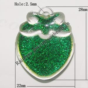 Resin Pendent, Fruit 28x22mm Hole:2.5mm, Sold by Bag