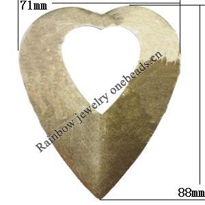 Iron Jewelry finding Pendant Lead-free, Hollow Heart 71x88mm Hole:1.5mm, Sold by Bag