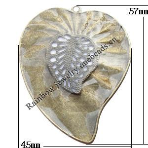 Iron Jewelry finding Pendant Lead-free, Heart 45x57mm Hole:2mm, Sold by Bag