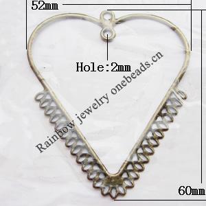 Iron Jewelry finding Connectors/links Pb-free, 60x52mm Hole:2mm, Sold by Bag