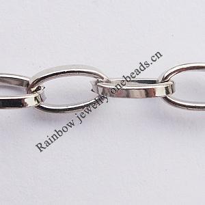 Iron Jewelry Chains, Lead-free Link's size:6.7x3.9mm, thickness:1mm, Sold by Group  