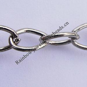 Iron Jewelry Chains, Lead-free Link's size:9.6x6.7mm, thickness:1mm, Sold by Group  