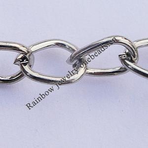 Iron Jewelry Chains, Lead-free Link's size:9.5x7.4mm, thickness:1mm, Sold by Group  