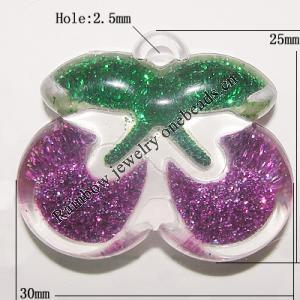 Resin Pendent, Fruit 25x30mm Hole:2.5mm, Sold by Bag