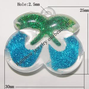 Resin Pendent, Fruit 25x30mm Hole:2.5mm, Sold by Bag