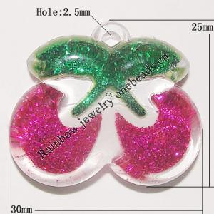 Resin Pendent, Fruit 25x30mm Hole:2.5mm, Sold by Bag