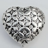 Bead Zinc Alloy Jewelry Findings Lead-free, Heart 17x17mm, Hole:0.5mm Sold by Bag