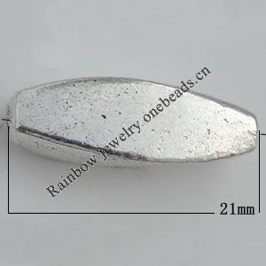 Bead Zinc Alloy Jewelry Findings Lead-free, 21x7mm, Hole:1mm Sold by Bag