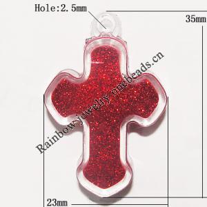 Resin Pendent, Cross 35x23mm Hole:2.5mm, Sold by Bag