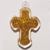 Resin Pendent, Cross 35x23mm Hole:2.5mm, Sold by Bag