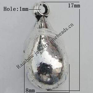 Pendant Zinc Alloy Jewelry Findings Lead-free, 17x8mm Hole:1mm Sold by Bag