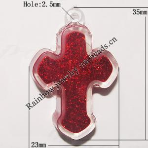 Resin Pendent, Cross 35x23mm Hole:2.5mm, Sold by Bag