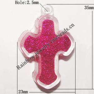 Resin Pendent, Cross 35x23mm Hole:2.5mm, Sold by Bag