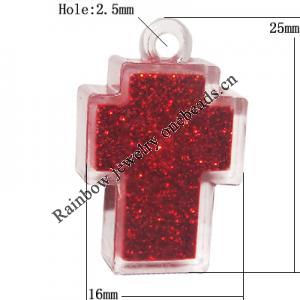 Resin Pendent, Cross 16x25mm Hole:2.5mm, Sold by Bag