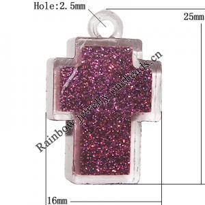 Resin Pendent, Cross 16x25mm Hole:2.5mm, Sold by Bag