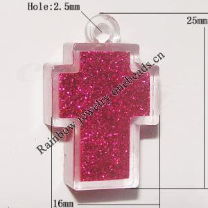 Resin Pendent, Cross 16x25mm Hole:2.5mm, Sold by Bag