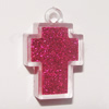 Resin Pendent, Cross 16x25mm Hole:2.5mm, Sold by Bag