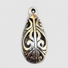 Pendant, Lead-free Zinc Alloy Jewelry Findings, Teardrop 25x11mm Hole:1mm, Sold by Bag