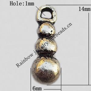 Pendant, Lead-free Zinc Alloy Jewelry Findings, 6x14mm Hole:1mm, Sold by Bag