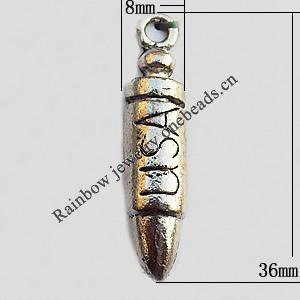 Pendant, Lead-free Zinc Alloy Jewelry Findings, 36x8mm Hole:1mm, Sold by Bag