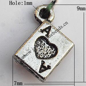 Pendant, Lead-free Zinc Alloy Jewelry Findings, Rectangle 9x7mm Hole:1mm, Sold by Bag