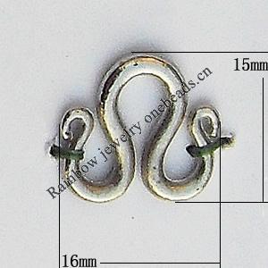 Connectors, Lead-free Zinc Alloy Jewelry Findings, 16x15mm, Sold by Bag