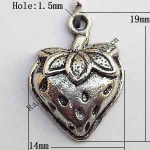 Pendant, Lead-free Zinc Alloy Jewelry Findings, Fruit 14x19mm Hole:1.5mm, Sold by Bag