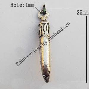 Pendant, Lead-free Zinc Alloy Jewelry Findings, 4x25mm Hole:1mm, Sold by Bag