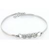 Sterling Silver European style Bracelets, with Zircon, Length:7.1 Inch, Sold by PC