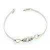 Sterling Silver European style Bracelets, with Zircon, Length:7.1 Inch, Sold by PC