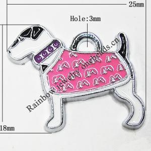 Zinc Alloy Enamel Pendant, Dog 25x18mm Hole:3mm, Sold by Group