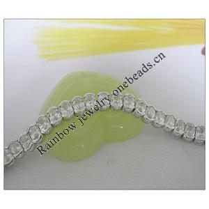 Sterling Silver European style Bracelets, with Zircon, Length:7.1 Inch, Sold by PC