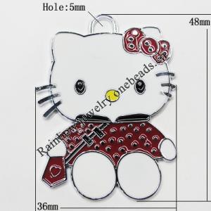 Zinc Alloy Enamel Pendant, Cat 48x36mm Hole:5mm, Sold by Group