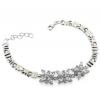 Sterling Silver European style Bracelets, with Zircon, Length:7.1 Inch, Sold by PC