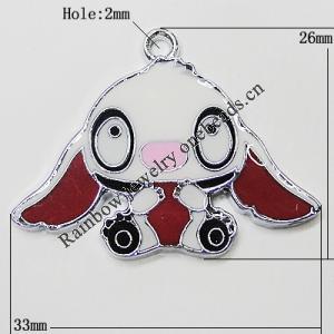 Zinc Alloy Enamel Pendant, Animal 26x33mm Hole:2mm, Sold by Group