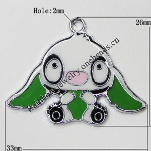 Zinc Alloy Enamel Pendant, Animal 26x33mm Hole:2mm, Sold by Group