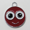 Zinc Alloy Enamel Pendant, Flat Round 22x18mm Hole:3mm, Sold by Group