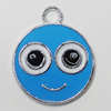 Zinc Alloy Enamel Pendant, Flat Round 22x18mm Hole:3mm, Sold by Group