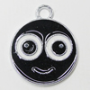 Zinc Alloy Enamel Pendant, Flat Round 22x18mm Hole:3mm, Sold by Group