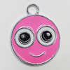 Zinc Alloy Enamel Pendant, Flat Round 22x18mm Hole:3mm, Sold by Group