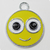 Zinc Alloy Enamel Pendant, Flat Round 22x18mm Hole:3mm, Sold by Group