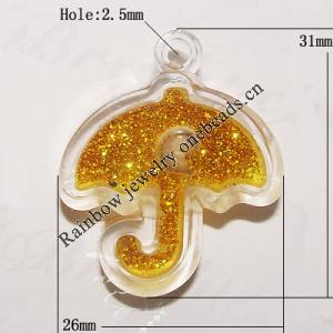 Resin Pendent, Umbrella 31x26mm Hole:2.5mm, Sold by Bag