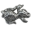 European Style Beads Zinc Alloy Jewelry Findings Lead-free, Fish 34x22mm, Hole:5mm Sold by Bag