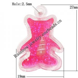 Resin Pendent, Bear 27x19mm Hole:2.5mm, Sold by Bag