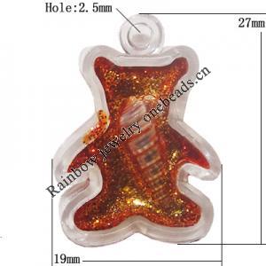 Resin Pendent, Bear 27x19mm Hole:2.5mm, Sold by Bag